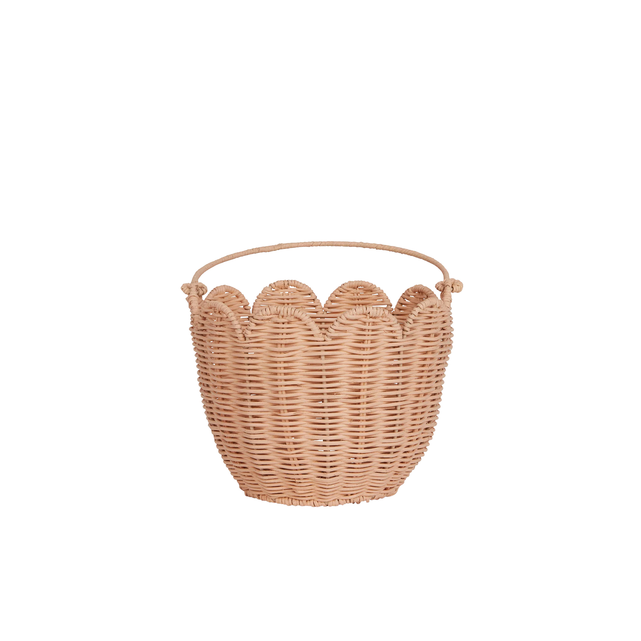 Rattan Tulip Carry Basket - Seashell Pink - Image 6