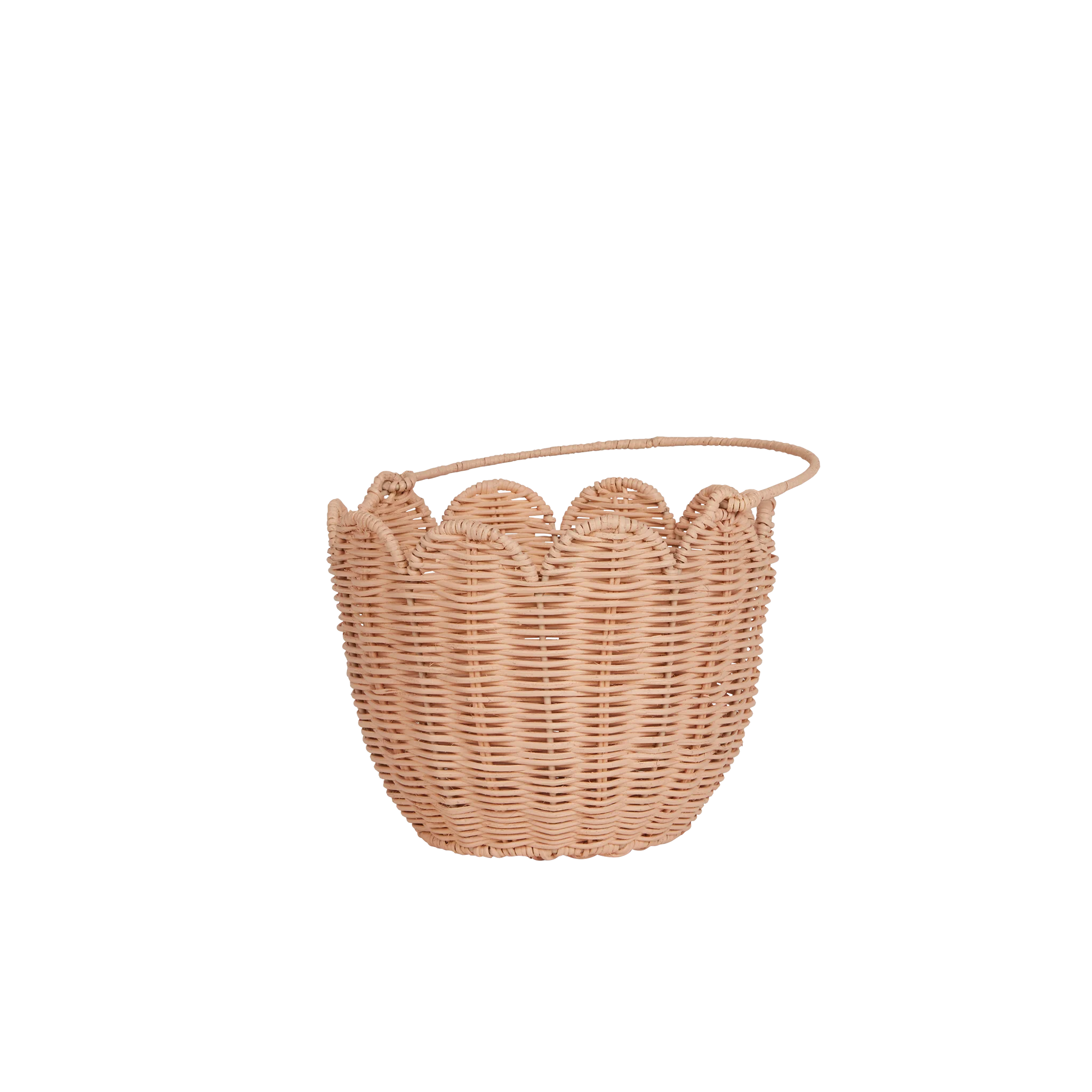 Rattan Tulip Carry Basket - Seashell Pink - Image 7